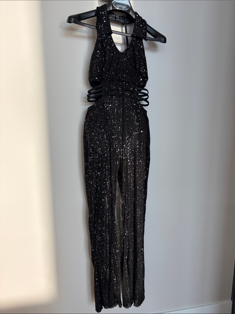 Tenth House Black Sequin Halter Jumpsuit